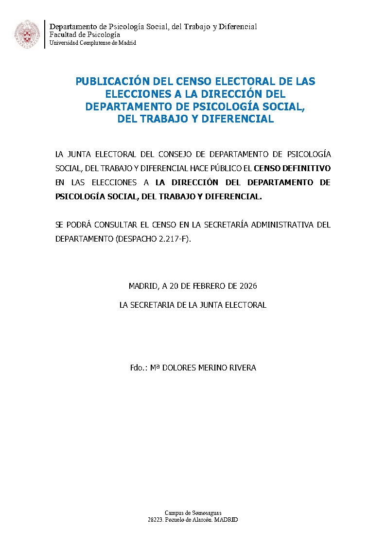CONVOCATORIA ELECCIONES DIRECCIÓN DE DEPARTAMENTO